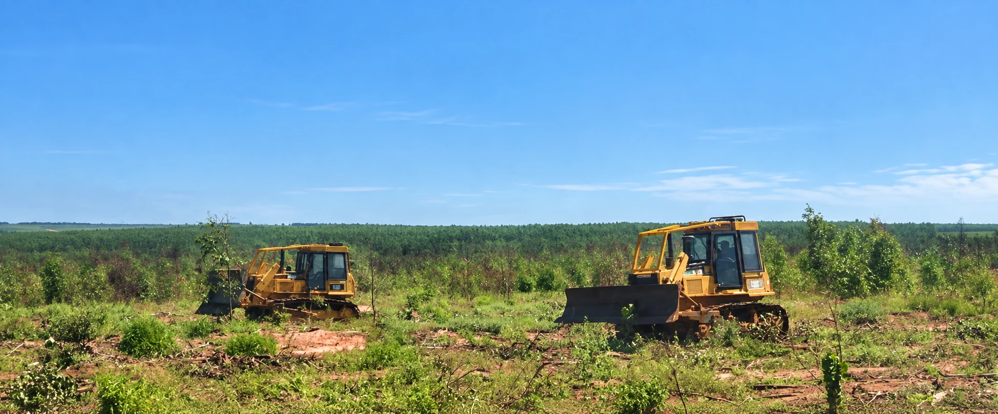 Tratores em área florestal